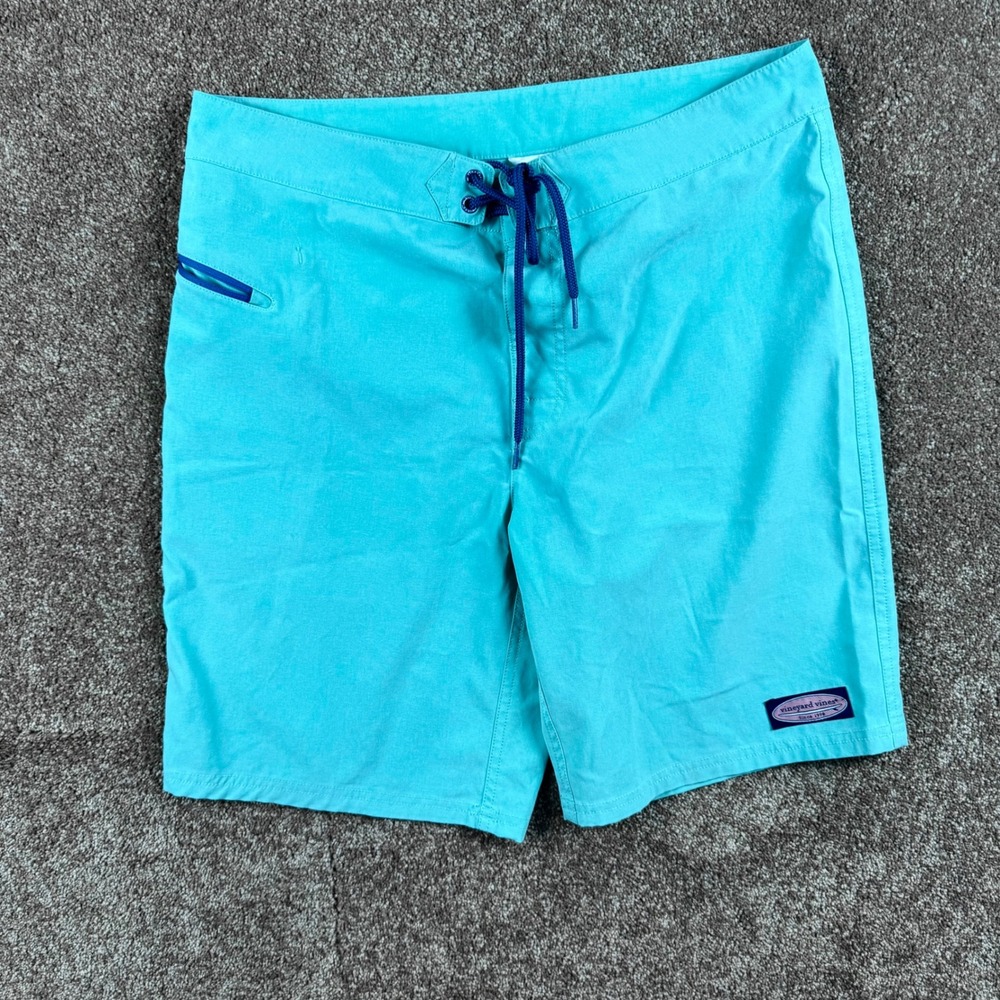 Vineyard Vines Mens Turquoise Green Performance Board Shorts Swim Trunks Size 32